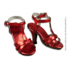 Nouveau Toys 1/6 Shoes Series - 1/6 Scale Female Red Metallic Strap High Heel Shoes